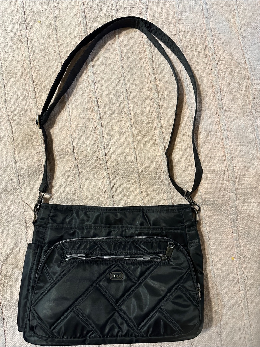lug Black Quilted Nylon Crossbody Bag